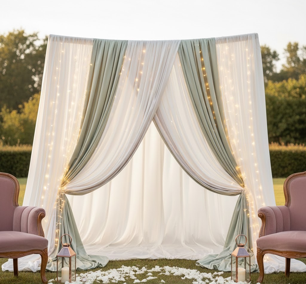 Romantisk fotovæg med draperier